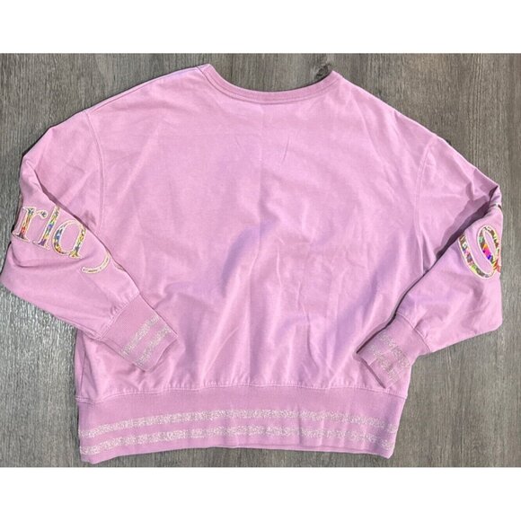 50th Anniversary Walt Disney World Shirt  Sweatshirt Womens L Crop Pink Bling - Picture 5 of 10
